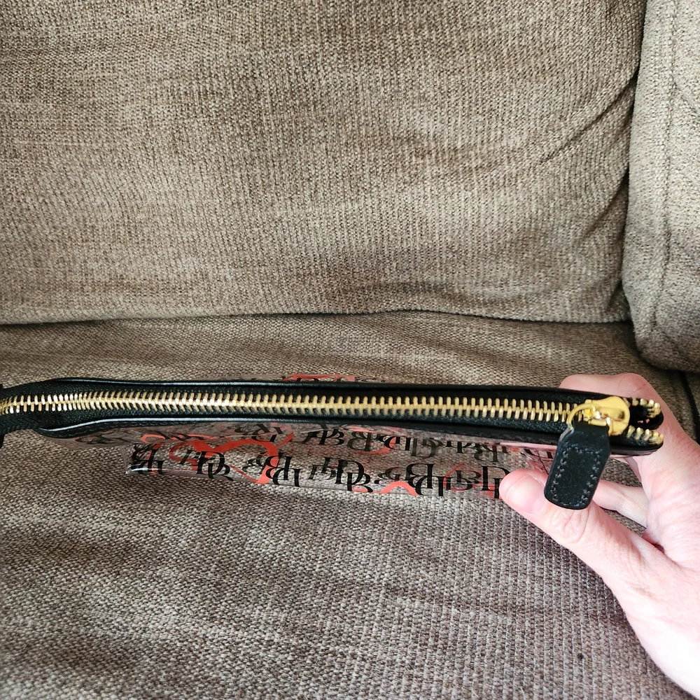 Dooney & Bourke Clear PVC Tote and Zip Pouch with Orange Heart Print - Picture 10 of 10